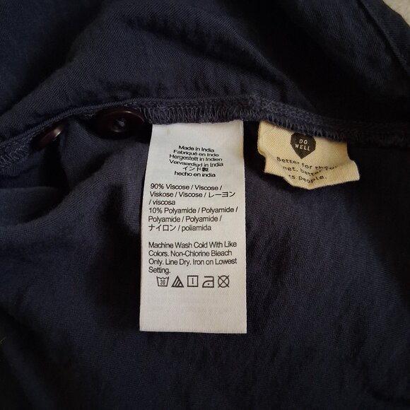 Madewell Women's Size 4X Navy Blue Drapeweave Puff Sleeve Peplum Top - Picture 8 of 13